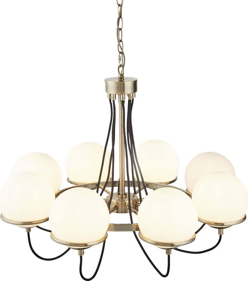 Lampadario-Contemporaneo-Sfera-Acciaio-Ottone-Vetro-8-Luci-E14