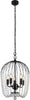 Lampadario-Contemporaneo-Shower-Acciaio-Nero-Vetro-Trasparente-5-Luci-E14