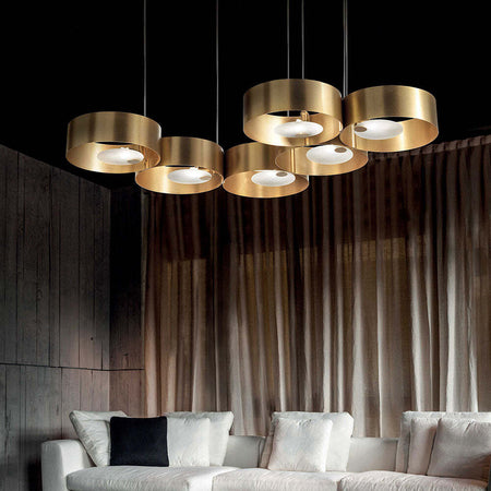 Lampadario-Contemporaneo-Sound-Metallo-Oro-Vetro-Led-26,5+26,5W