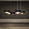 Lampadario-Contemporaneo-Sound-Metallo-Oro-Vetro-Nero-Led-26,5+26,5W