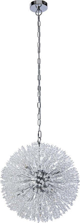 Lampadario-Contemporaneo-Sprazzo-Sole-Acciaio-Cromo-Vetro-Trasparente-7-Luci-G9