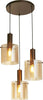 Lampadario-Contemporaneo-Svezia-Acciaio-Marrone-Vetro-3-Luci-E27