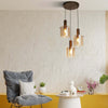 Lampadario-Contemporaneo-Svezia-Acciaio-Marrone-Vetro-3-Luci-E27