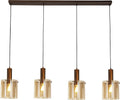 Lampadario-Contemporaneo-Svezia-Acciaio-Marrone-Vetro-4-Luci-E27