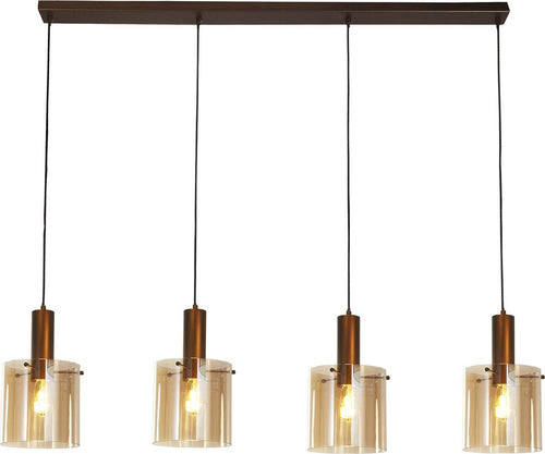 Lampadario-Contemporaneo-Svezia-Acciaio-Marrone-Vetro-4-Luci-E27
