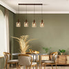 Lampadario-Contemporaneo-Svezia-Acciaio-Marrone-Vetro-4-Luci-E27