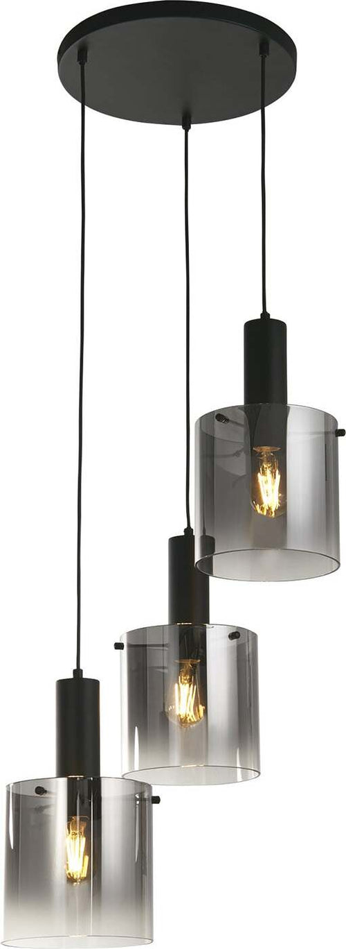 Lampadario-Contemporaneo-Svezia-Acciaio-Nero-Vetro-3-Luci-E27