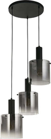 Lampadario-Contemporaneo-Svezia-Acciaio-Nero-Vetro-3-Luci-E27