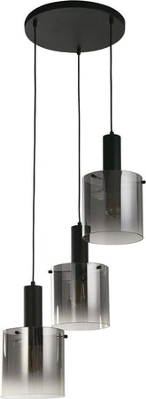 Lampadario-Contemporaneo-Svezia-Acciaio-Nero-Vetro-3-Luci-E27