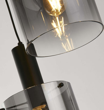 Lampadario-Contemporaneo-Svezia-Acciaio-Nero-Vetro-3-Luci-E27