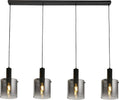 Lampadario-Contemporaneo-Svezia-Acciaio-Nero-Vetro-4-Luci-E27