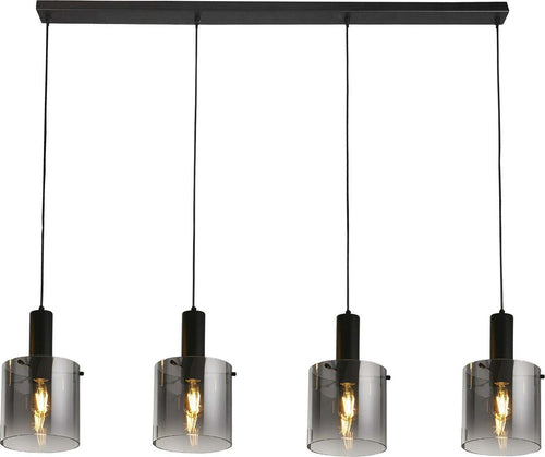 Lampadario-Contemporaneo-Svezia-Acciaio-Nero-Vetro-4-Luci-E27