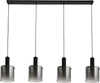 Lampadario-Contemporaneo-Svezia-Acciaio-Nero-Vetro-4-Luci-E27