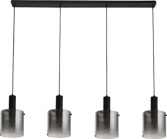 Lampadario-Contemporaneo-Svezia-Acciaio-Nero-Vetro-4-Luci-E27