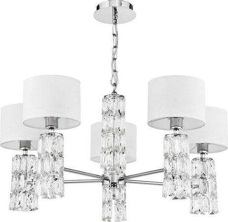 Lampadario-Contemporaneo-Talento-Metallo-Cromo-5-Luci-Diffusori-Pvc-Bianco
