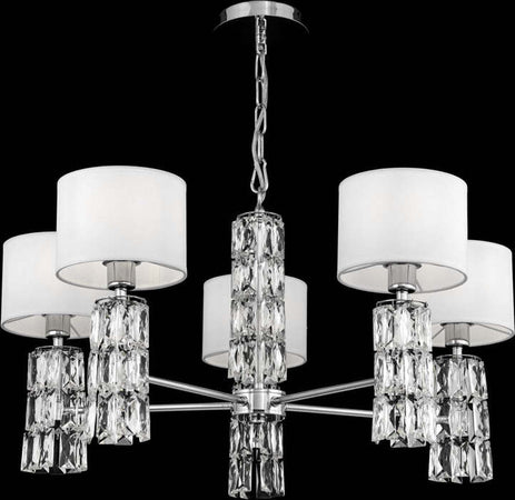 Lampadario-Contemporaneo-Talento-Metallo-Cromo-5-Luci-Diffusori-Pvc-Bianco