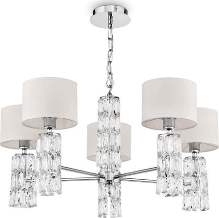 Lampadario-Contemporaneo-Talento-Metallo-Cromo-5-Luci-Diffusori-Pvc-Bianco