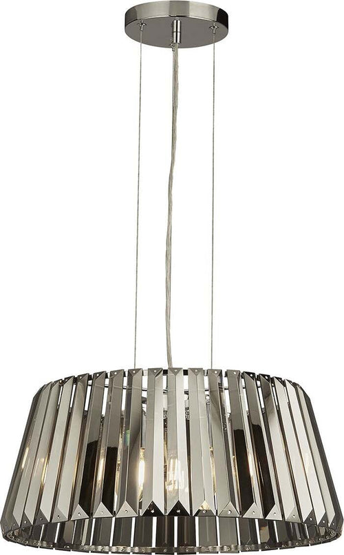 Lampadario-Contemporaneo-Tiara-Acciaio-Cromo-Cristallo-Fumè-5-Luci-E14