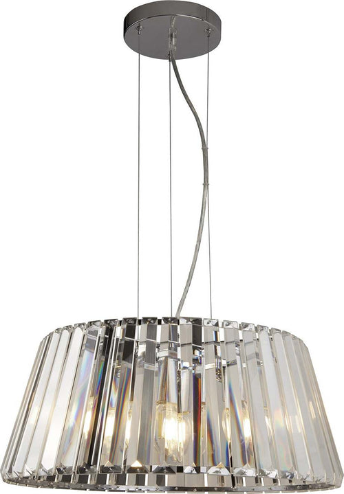 Lampadario-Contemporaneo-Tiara-Acciaio-Cromo-Vetro-Trasparente-5-Luci-E14