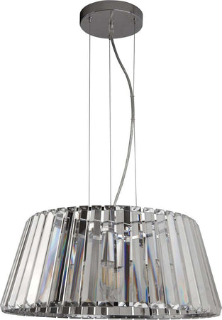 Lampadario-Contemporaneo-Tiara-Acciaio-Cromo-Vetro-Trasparente-5-Luci-E14