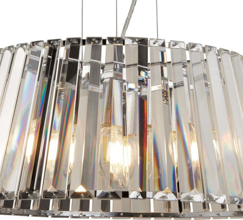 Lampadario-Contemporaneo-Tiara-Acciaio-Cromo-Vetro-Trasparente-5-Luci-E14