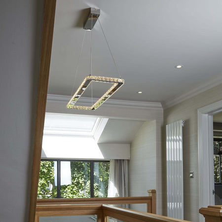 Lampadario-Contemporaneo-Trifoglio-Acciaio-Cromo-Led-37W-3000K