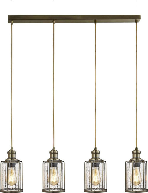 Lampadario-Contemporaneo-Tubi-Acciaio-Ottone-Vetro-4-Luci-E27