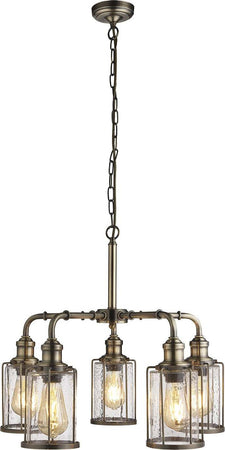 Lampadario-Contemporaneo-Tubi-Acciaio-Ottone-Vetro-Trasparente-5-Luci-E27