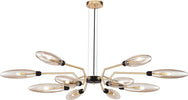 Lampadario-Contemporaneo-Ventura-Metallo-Oro-12-Luci-Diffusore-Vetro-Ambra
