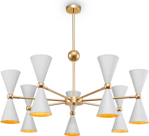 Lampadario-Contemporaneo-Vesper-In-Metallo-Bianco-E-Oro-14-Luci