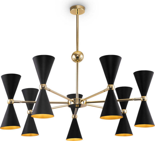 Lampadario-Contemporaneo-Vesper-In-Metallo-Nero-E-Oro-14-Luci