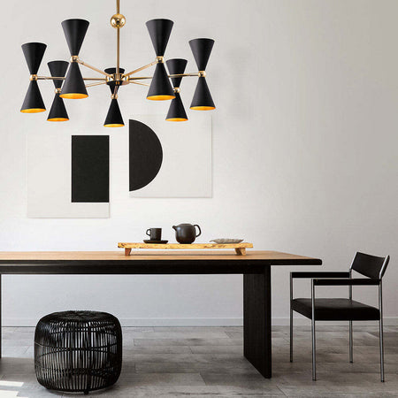 Lampadario-Contemporaneo-Vesper-In-Metallo-Nero-E-Oro-14-Luci
