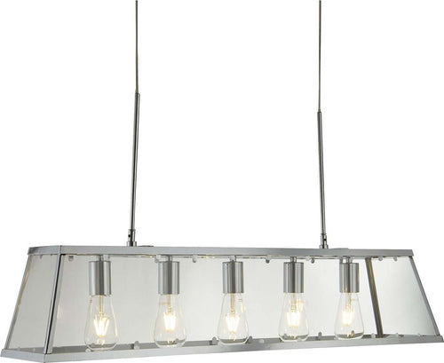Lampadario-Contemporaneo-Viaggiatore-Acciaio-Cromo-Vetro-Trasparente-5-Luci-E27
