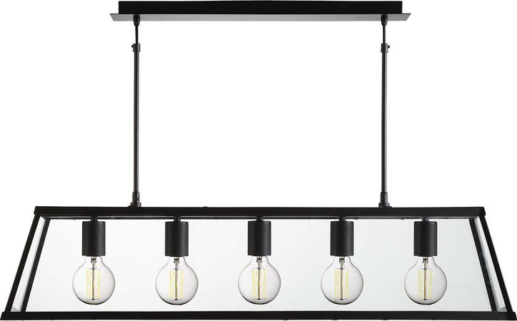Lampadario-Contemporaneo-Viaggiatore-Acciaio-Nero-Vetro-5-Luci-E27