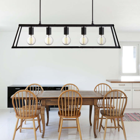 Lampadario-Contemporaneo-Viaggiatore-Acciaio-Nero-Vetro-5-Luci-E27