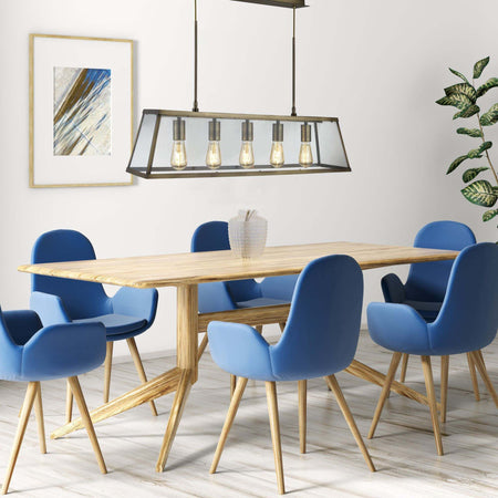 Lampadario-Contemporaneo-Viaggiatore-Acciaio-Ottone-Vetro-Trasparente-5-Luci-E27