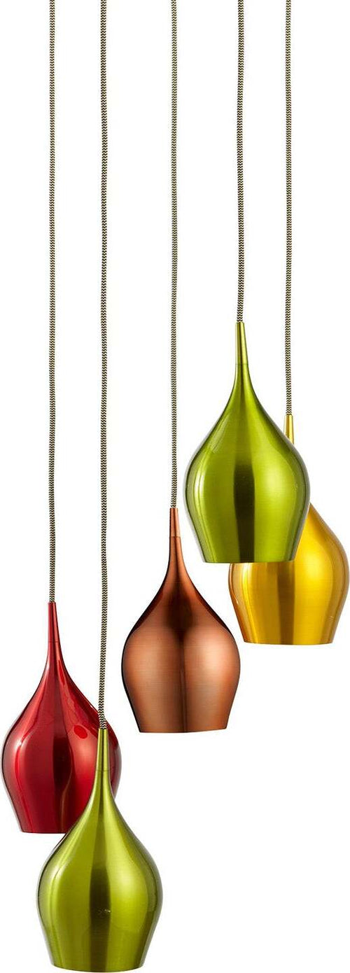 Lampadario-Contemporaneo-Vibrante-Acciaio-Cromo-Vetro-5-Luci-E14