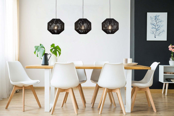 Lampadario-Contemporaneo-Vimini-Acciaio-Nero-Tessuto-3-Luci-E27