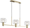 Lampadario-Contemporaneo-Vision-Alluminio-Oro-3-Luci-Diffusori-In-Vetro-Trasp
