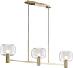 Lampadario-Contemporaneo-Vision-Alluminio-Oro-3-Luci-Diffusori-In-Vetro-Trasp