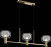 Lampadario-Contemporaneo-Vision-Alluminio-Oro-3-Luci-Diffusori-In-Vetro-Trasp