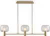 Lampadario-Contemporaneo-Vision-Alluminio-Oro-3-Luci-Diffusori-In-Vetro-Trasp