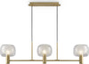 Lampadario-Contemporaneo-Vision-Alluminio-Oro-3-Luci-Diffusori-In-Vetro-Trasp