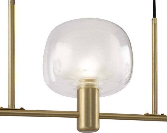 Lampadario-Contemporaneo-Vision-Alluminio-Oro-3-Luci-Diffusori-In-Vetro-Trasp