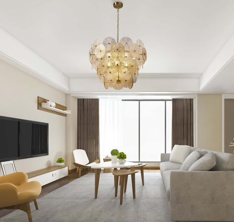Lampadario-Contemporaneo-Wagon-Wheel-Acciaio-Bronzo-Vetro-9-Luci-G9
