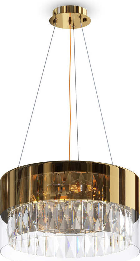 Lampadario-Contemporaneo-Wonderland-Acciaio-Oro-4-Luci-Diffusori-Vetro