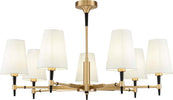 Lampadario-Contemporaneo-Zaragoza-Metallo-Ottone-7-Luci-Diffusori-In-Pvc-Bianchi