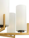 Lampadario-Contermporaneo-Fortano-6-Luci-Metallo-Ottone-Diffusori-Vetro-Bianchi