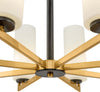 Lampadario-Contermporaneo-Fortano-8-Luci-Metallo-Ottone-Diffusori-Vetro-Bianchi