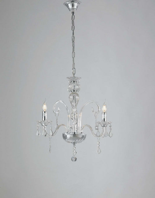 Lampadario Cristallo Cromo 3Xe14 60X65Cm Illuminazione/Illuminazione per interni/Lampadari lampade a sospensione e plafoniere/Lampadari Led Mall Home - Napoli, Commerciovirtuoso.it